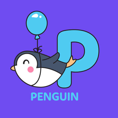 Cartoon alphabet with animals illustrations. english alphabet. Learn to readのイラスト素材