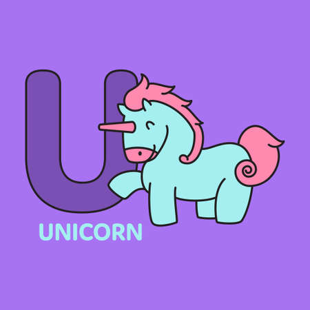 Cartoon alphabet with animals illustrations. english alphabet. Learn to read.のイラスト素材