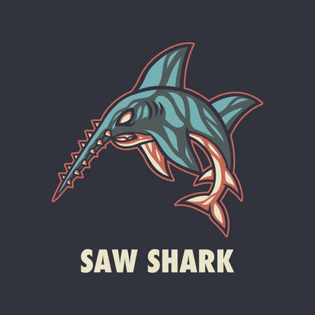 Shark mascot design vector with modern illustration concept style for badge, emblem and t shirt printingのイラスト素材