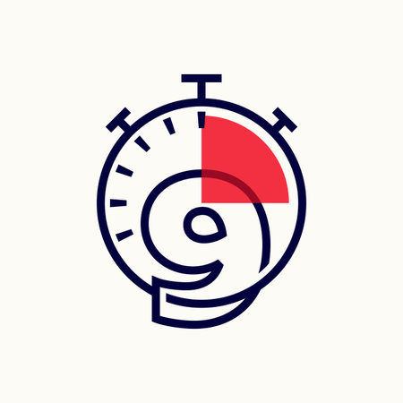 The speed alphabet logo depicted with a stopwatch is combined with the number 9 which seems to blend...