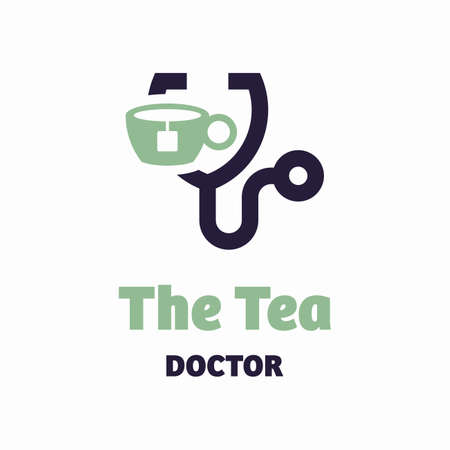 Doctor logo with a cup of tea with a simple and elegant combination of two colors.のイラスト素材