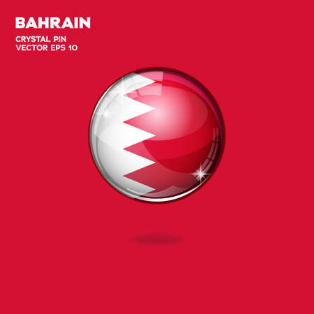 Red background bahrain flag 3D button with white alphabetのイラスト素材