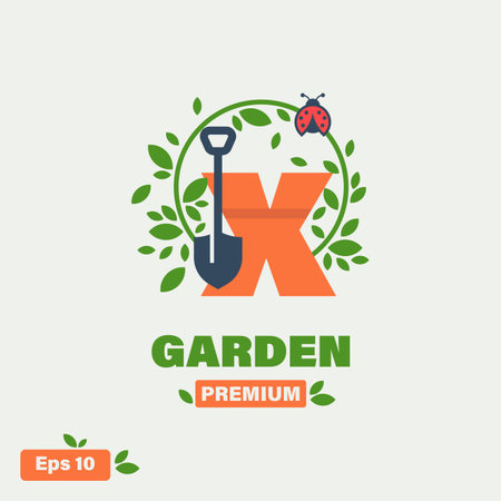 Sign logo design template Corporate Identity Brand Identity X. Alphabet X Organic Logo with leaves. Vector design for banners, presentations, web pages, cards, labelsのイラスト素材