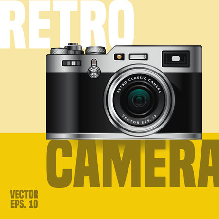 Retro film photo camera isolated on backgroundのイラスト素材