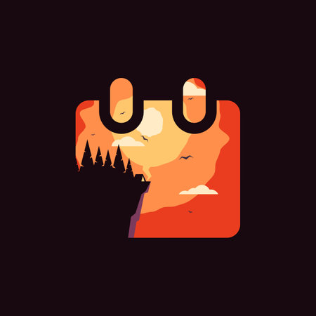 Hiking logo icon design template elements. Can be used for outdoor activities, tourism, travel, adventure, trekkingのイラスト素材