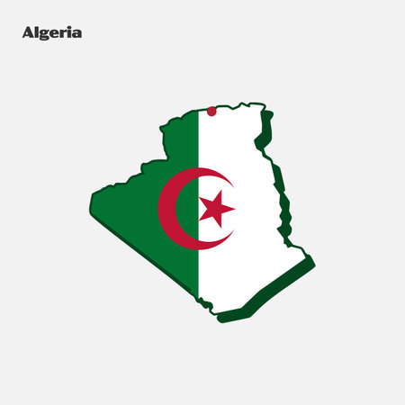 Algeria map with flag. Vector illustration. Eps 10.のイラスト素材