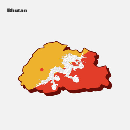 Map of Bhutan with flag. Vector illustration. Eps 10のイラスト素材