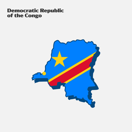 Map of Congo Democratic Republic with flag. Vector illustration. Eps 10のイラスト素材