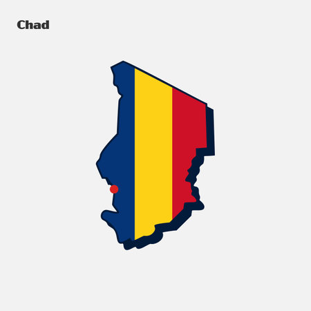 Map of Chad with flag. Vector illustration. Eps 10のイラスト素材
