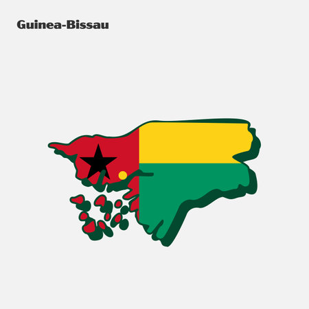 Map of Guinea Bissau flag shape. Vector illustration. Eps 10のイラスト素材