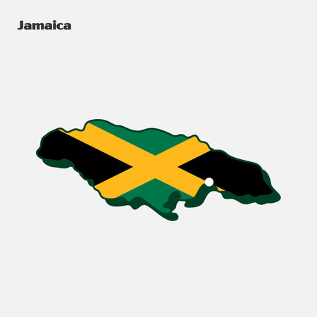 Map of Jamaica flag shape. Vector illustration. Eps 10のイラスト素材