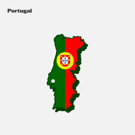 Map of Portugal with national flag. Vector illustration. Eps 10.のイラスト素材