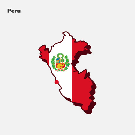 <p>Map of Peru with national flag. Vector illustration. Eps 10.</p>のイラスト素材