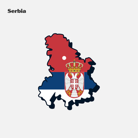 <p>Map of Serbia with national flag. Vector illustration. Eps 10.</p>のイラスト素材