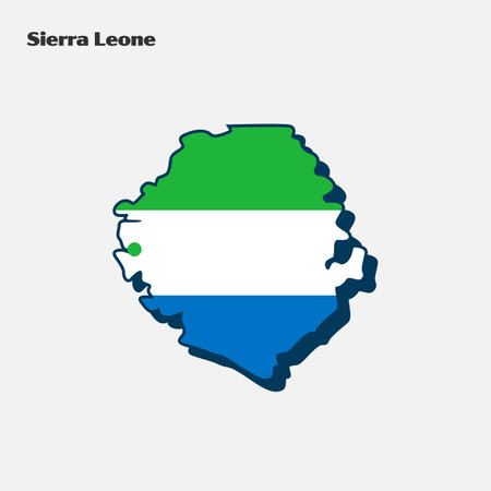 <p>Map of Sierra Leone with national flag. Vector illustration. Eps 10.</p>のイラスト素材