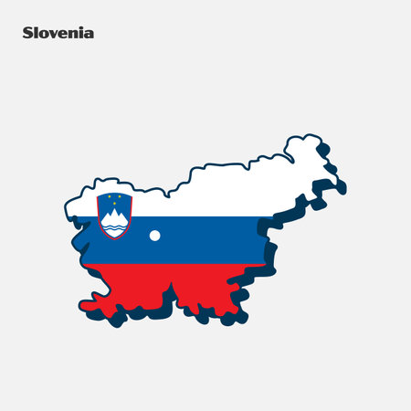 <p>Map of Slovenia with national flag. Vector illustration. Eps 10.</p>のイラスト素材