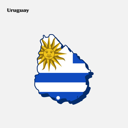 Illustration map of Uruguay with national flag. Vector illustration.のイラスト素材