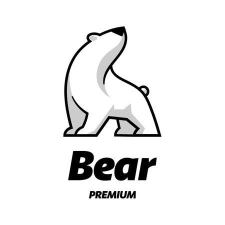 Polar bear logo vector icon illustration design template black on white backgroundのイラスト素材