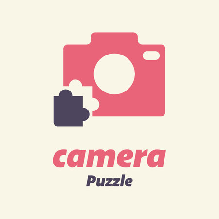 Vector illustration of a camera with a puzzle piece on the side.のイラスト素材