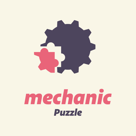 Vector illustration of a gear  with a puzzle piece on the side.のイラスト素材