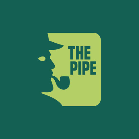Old man smoking pipe vector logo. Vector illustration. Flat design style. Created in vectorのイラスト素材