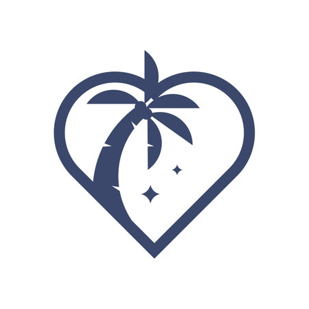 Palm tree with heart shape icon vector isolated on white background for your web and mobile app design, Palm tree logo conceptのイラスト素材