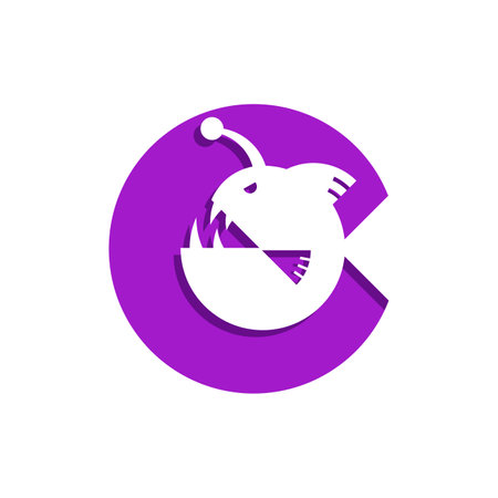 Circle Angler fish logo illustration template on white background. Vector illustrationのイラスト素材
