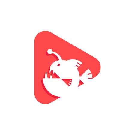 Play angler fish logo icon vector template on white background. Vector illustrationのイラスト素材