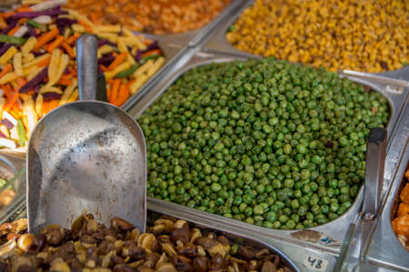 Dried green peas for sale, Mahane Yehuda Market, Jerusalem, Israel.