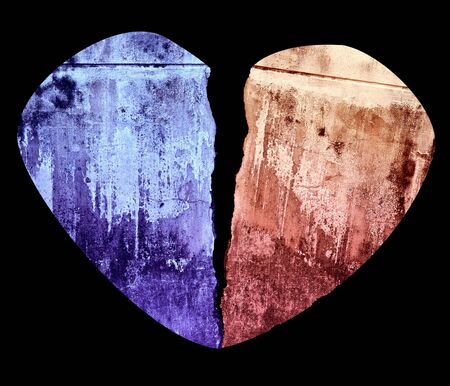 Broken Heart Grunge Crack Style Illustration Isolated on Blackの写真素材