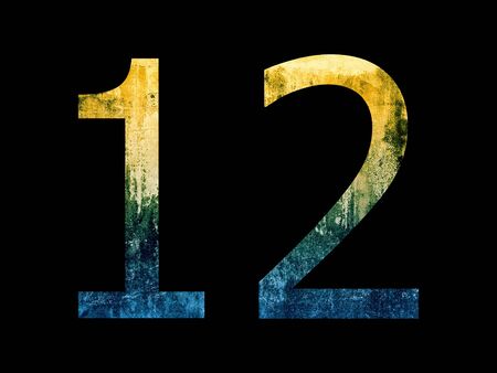 Number 1 and 2 isolated on blackの写真素材