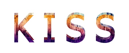 Kiss 3D Text Grunge Style Texture Illustrationの写真素材