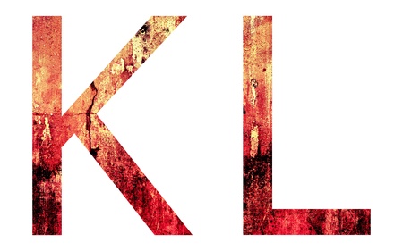 Grunge Letter K and L, Crack Surface Style, isolated on whiteの写真素材