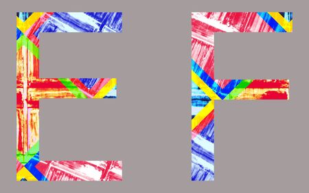 Colorful Vivid e and f Letter, isolatedの写真素材