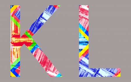 Colorful Vivid k and l Letter, isolatedの写真素材