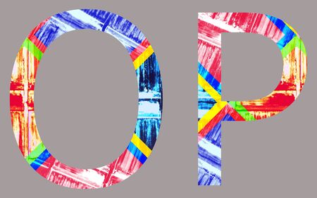 Colorful Vivid o and p Letter, isolatedの写真素材