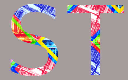 Colorful Vivid s and t Letter, isolatedの写真素材