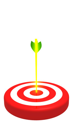 Target and glowing golden arrow on white background, 3D illustrationの写真素材