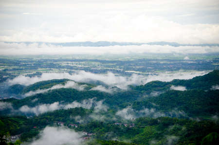 beautiful cloudy on the green hillの写真素材