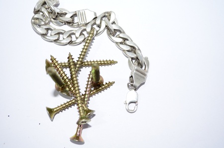 screws and bracelet, a combinationの写真素材