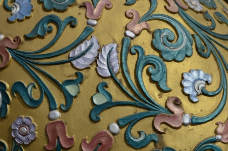 floral pattern crafted on stoneの写真素材