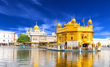 beautiful view of golden temple shri Harmandir Sahib in Amritsarの写真素材