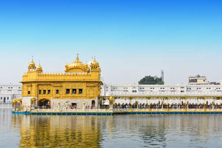 selective focused beautiful view of golden temple shri Harmandir Sahib in Amritsarのeditorial素材