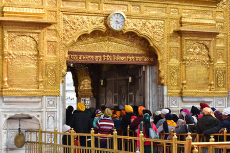 selective focused beautiful view of golden temple shri Harmandir Sahib in Amritsarのeditorial素材