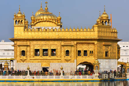 selective focused beautiful view of golden temple shri Harmandir Sahib in Amritsarのeditorial素材