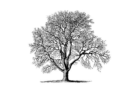 Walnut Tree Engraving Vintage Vector Illustrationのイラスト素材
