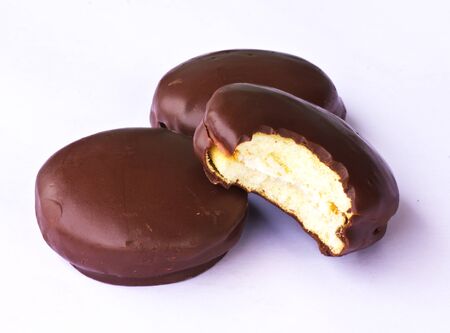 Delicious chocolates isolated on white backgroundの写真素材