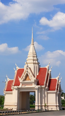   temple in thailand  on the blue sky texture background の写真素材