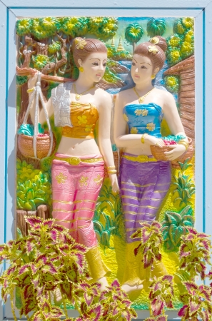 Stock Photo - Pattern on temple wall Thailand background textureのeditorial素材