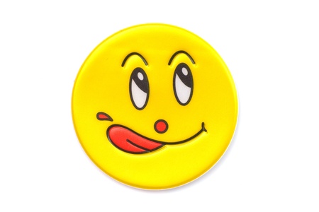 Stock Photo - Bright, yellow sticker with a smiley faceの写真素材